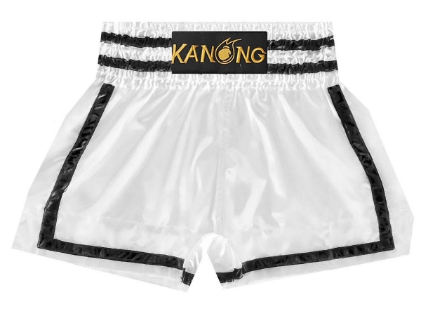 Kanong Muay Thai Shorts : KNS-140-White-Black